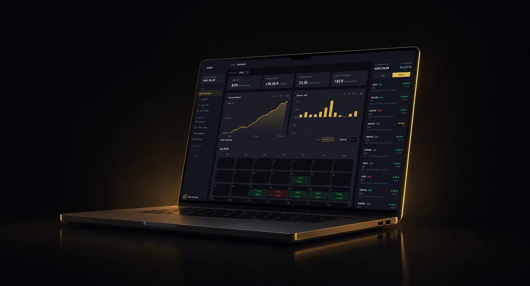 EDGE dashboard on a laptop