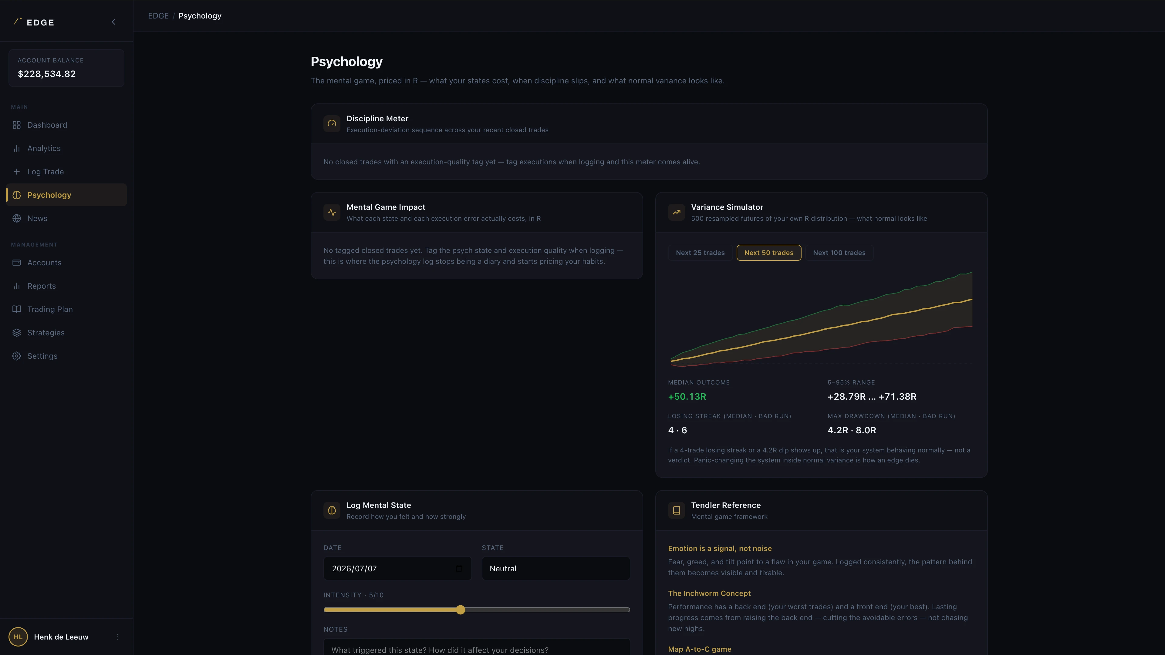 Psychology and mental-game tracking